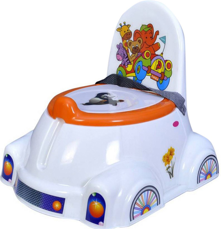 HALO NATION Oval Shaped Potty Seat With Removable Bowl & Closeable Cover (White) - Panda Moto Potty Seat Potty Box(White)