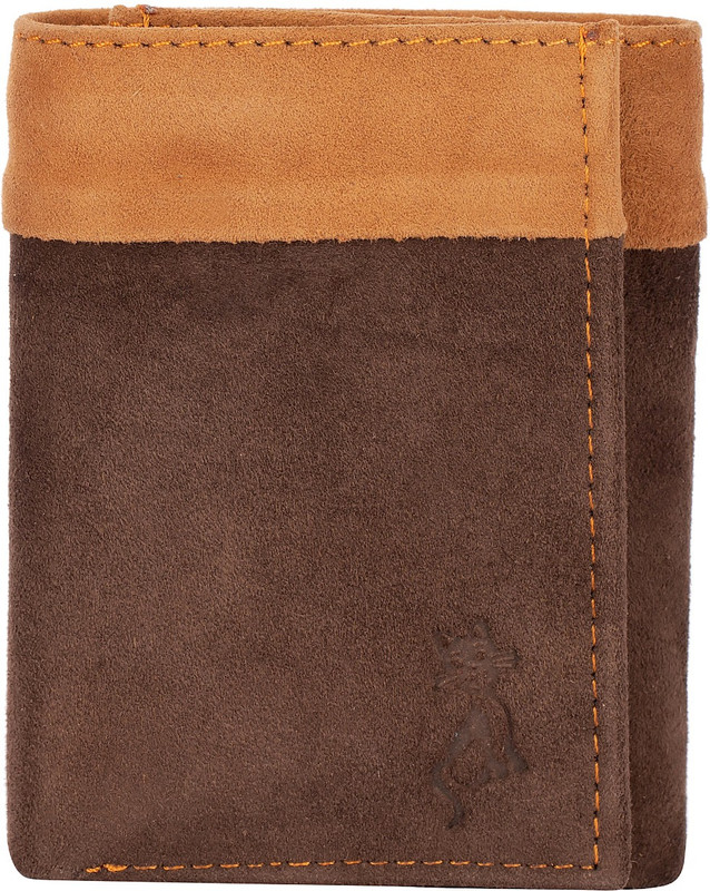 de meow Men Casual Brown Genuine Leather Wallet(6 Card Slots)