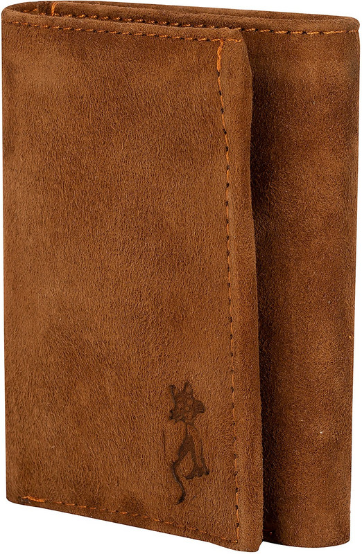 de meow Men Casual Brown Genuine Leather Wallet(7 Card Slots)