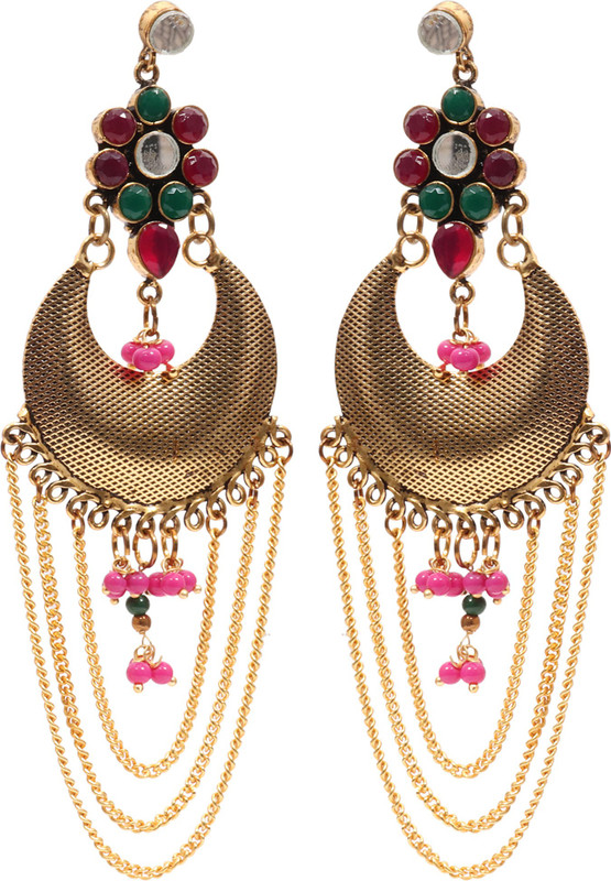 jaipur hive Fashion Jewelery Gold Plated Chandbali Earrings Brass Drops & Danglers
