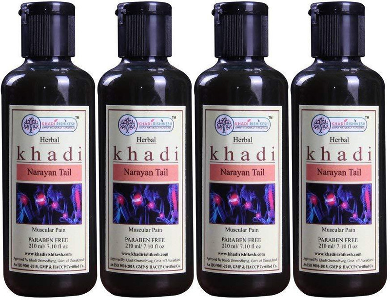 Khadi Rishikesh Herbal Narayan Tel Paraben Free Ayurvedic Pain Relief Oil ( Pack Of 4 )(210 ml)