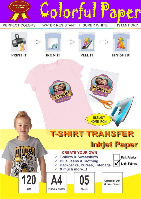 liquis T-Shirt Transfer Paper Transfer at Home Through Home Iron only it’s Very Easy to Use 5 Sheet for Light Color T-Shirt & Fabric Unruled A4 SIZE Photo Paper(Set of 3, PURE WHITE)