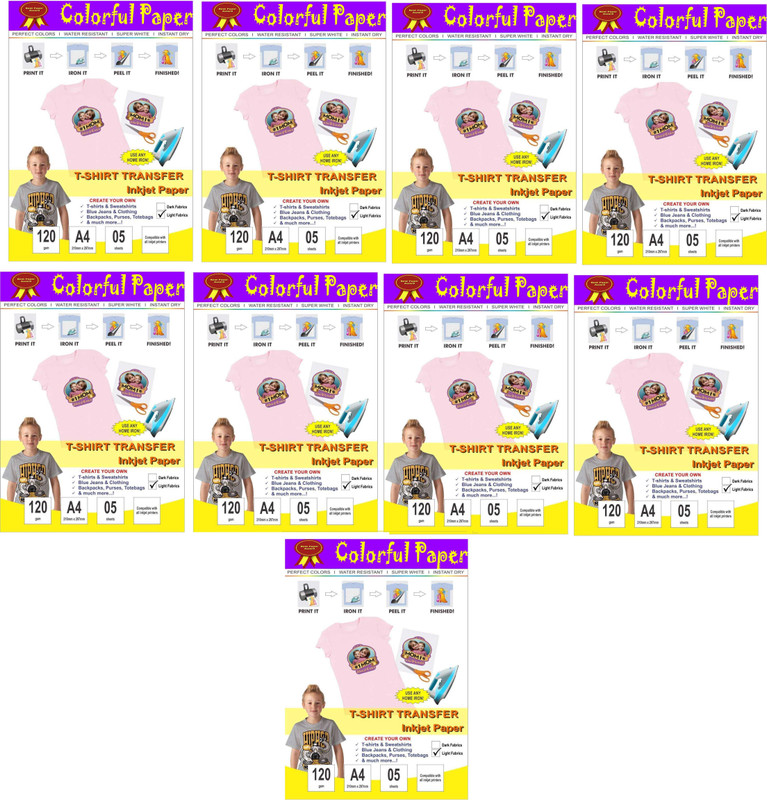 liquis T-Shirt Transfer Paper Transfer at Home Through Home Iron only it’s Very Easy to Use 45 Sheet for Light Color T-Shirt & Fabric Unruled A4 SIZE Photo Paper(Set of 9, PURE WHITE)