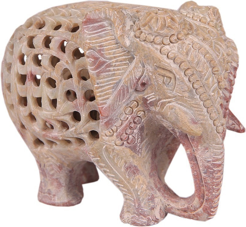 u carry me Soapstone Antique Elephant Carving with 3 Layer Decorative Showpiece  -  3.5 cm(Stone)