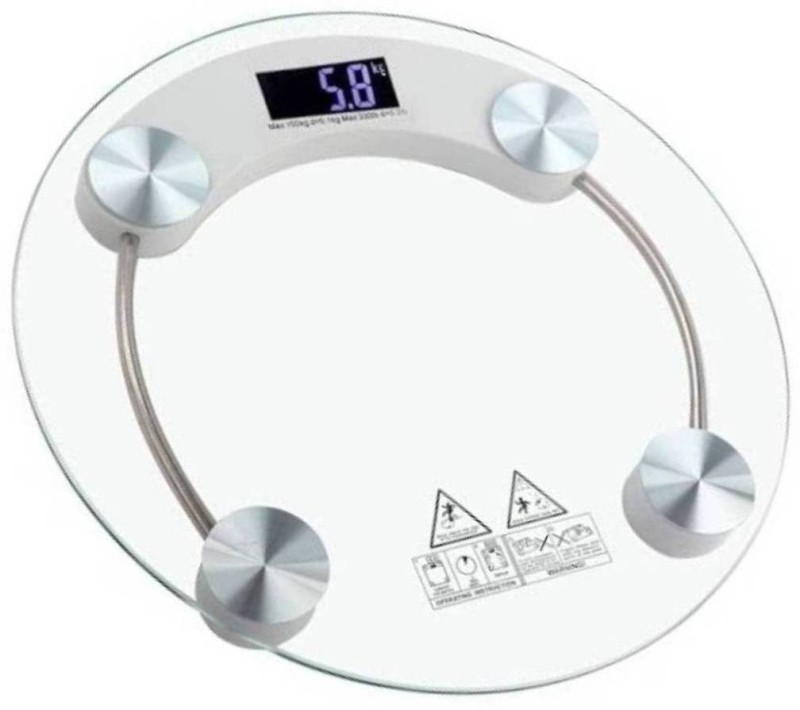 Rorian Personal Health Human Body Weight Machine R2003A Transparent Round Glass Weighing Scale(White)