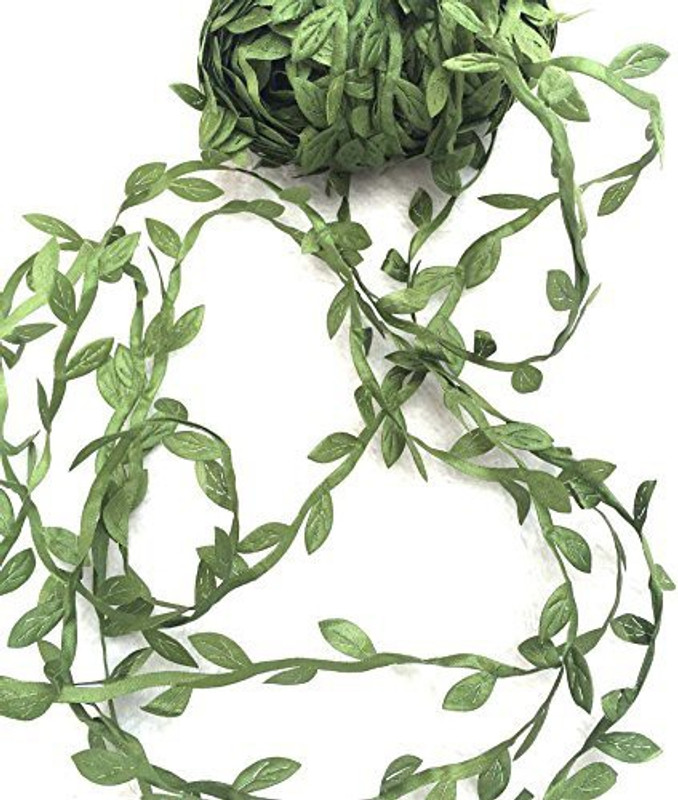 levylisa 21.8 Yards Olive Leaf Vine Ribbon, Diy Leaf Headband, Leaf Balloon Tail, Diy Leaf Crown, Diy Leaf Napkin Rings, Leaves Garland, Ribbon Craft Sewing Diy Wedding Bouquet, Diy Wedding Gift