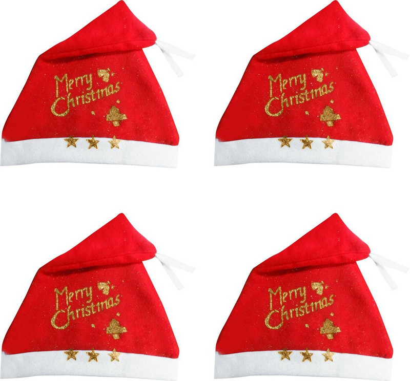 mitsy Printed Santa Cap Pack of 4 Cap(Pack of 4)
