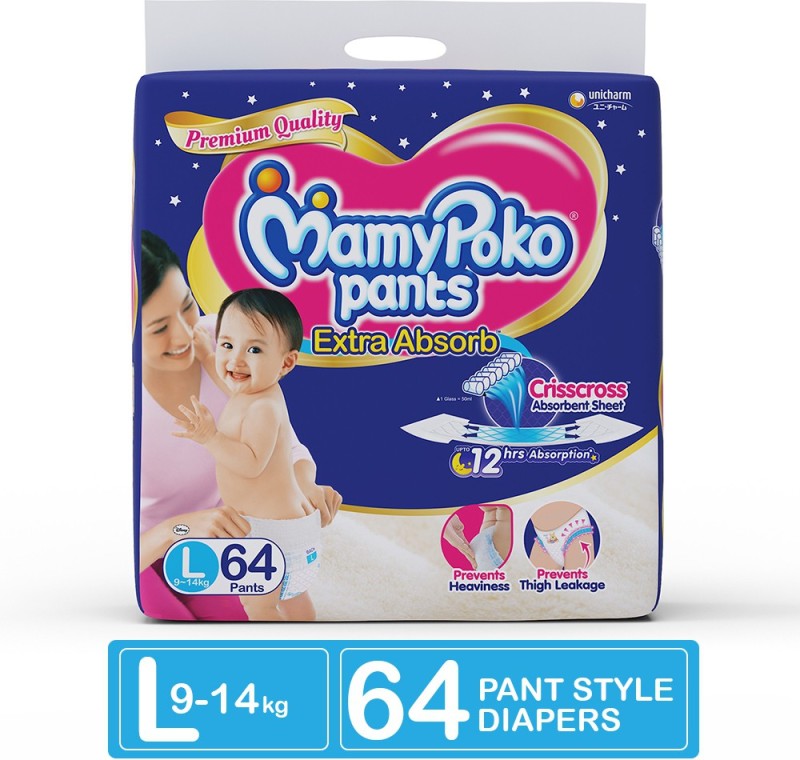MamyPoko Pants Extra Absorb Diaper - L(64 Pieces)