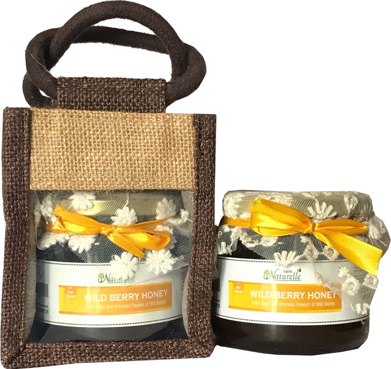 Farm Naturelle (Set of 10) urelle-Aesthetically Designed Jute Gift Bag with Pure Raw Natural Unheated Unprocessed Forest Wild Berry Sidr Flower Honey-450 GMS-Corporate Christmas Gift Pack(4500 g, Pack of 10)