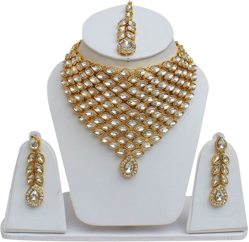 sober shoppy Alloy Jewel Set(White, Gold)