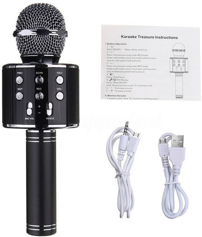 Pro 4G WS-858 Wireless Handheld Bluetooth Mic with Speaker (Bluetooth Speaker) Audio Recording and Karaoke Feature Microphone Handheld 858(Black) RS.2999 (80.00% Off) - Flipkart