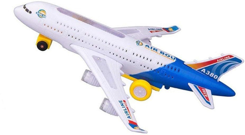 fedexo Aeroplane Automatic Moving System More Interesting with LED light for kids.(White)
