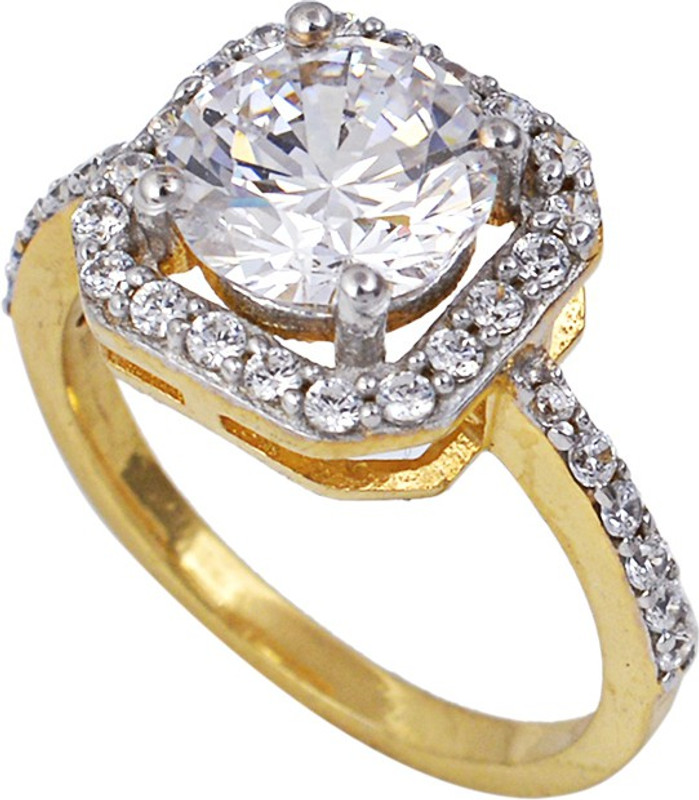 sk soni jewels SKSG0R03009 Brass Cubic Zirconia Gold Plated Ring