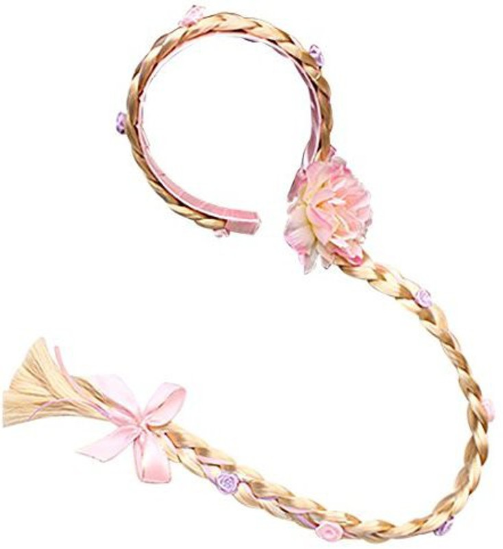meistore Pink Hair Princess Anna Girls Wig Hoop Accessories
