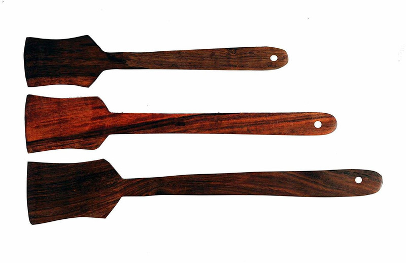 Woodykart Woodykart Rosewood Serving and Cooking Spoon Set of 2 - Flip (Dosa and roti Palta | Handmade | Ideal for Non Stick) Wood Serving Spoon, Serving Spoon Set(Pack of 3)