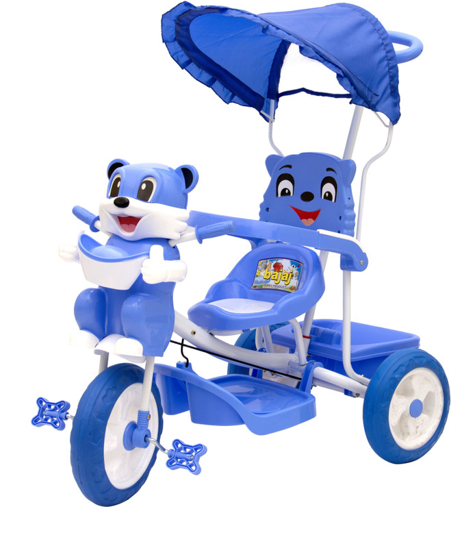 kayoksh BABY TRICYCLE BLUE WHITE WITH BASKET AND CANOPY & PARENT HANDAL 508 KY-508BW-022 Tricycle(Red, White)