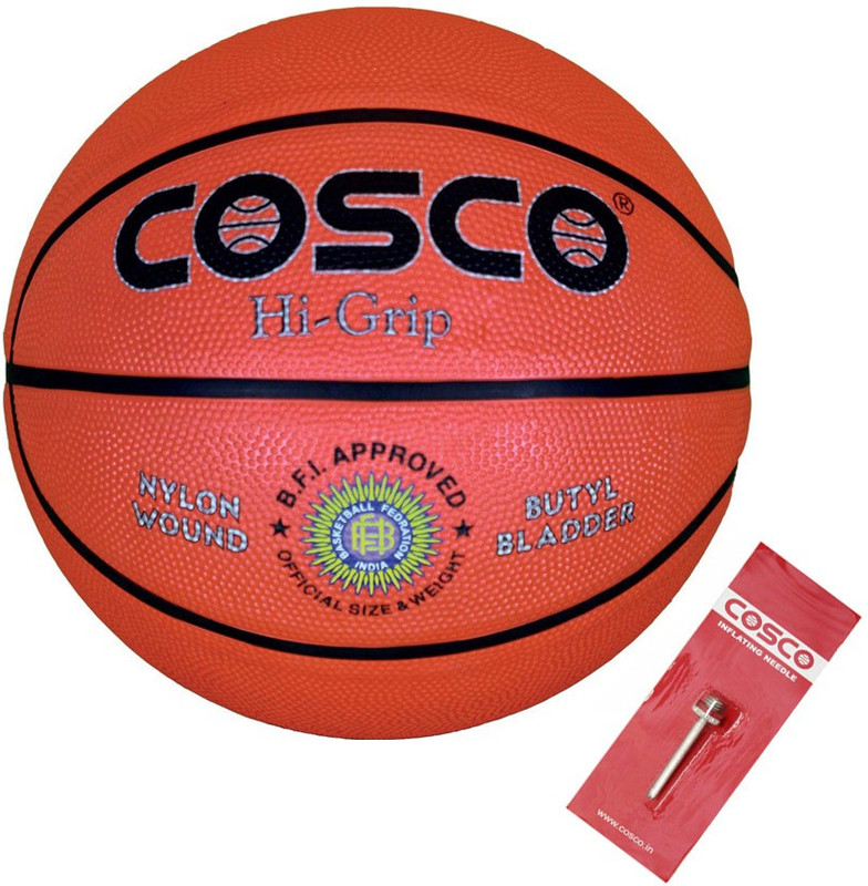 COSCO Hi-Grip (Natural Rubber) Basketball - Size: 7(Standard, Pack of 1, Orange)