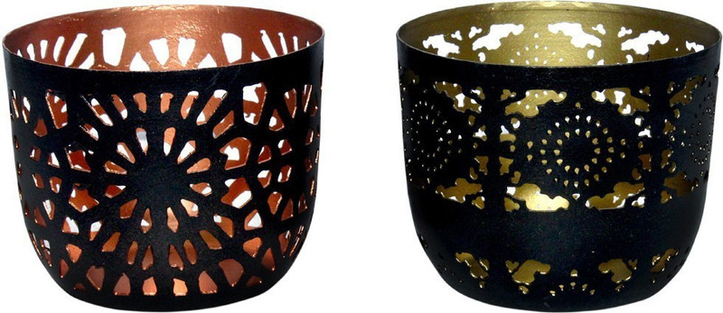 creative group votive tea light holder set(black&brown) Iron Tealight Holder Set(Brown, Black, Pack of 2)