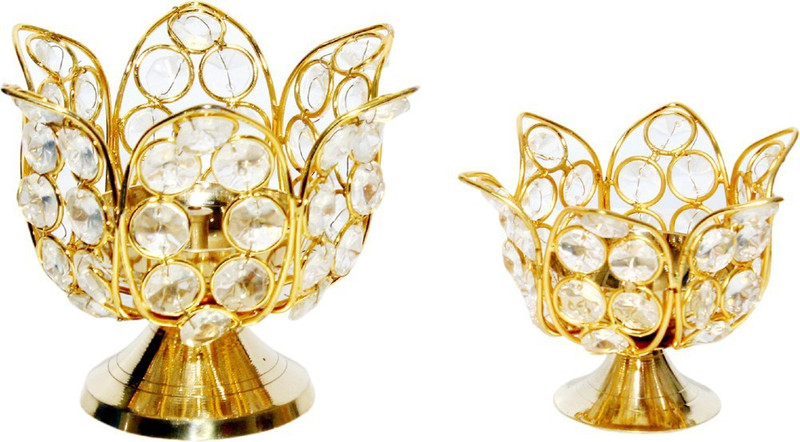 creative group akhand diya(tealight holder) Brass 2 - Cup Candle Holder(Gold, Pack of 2)