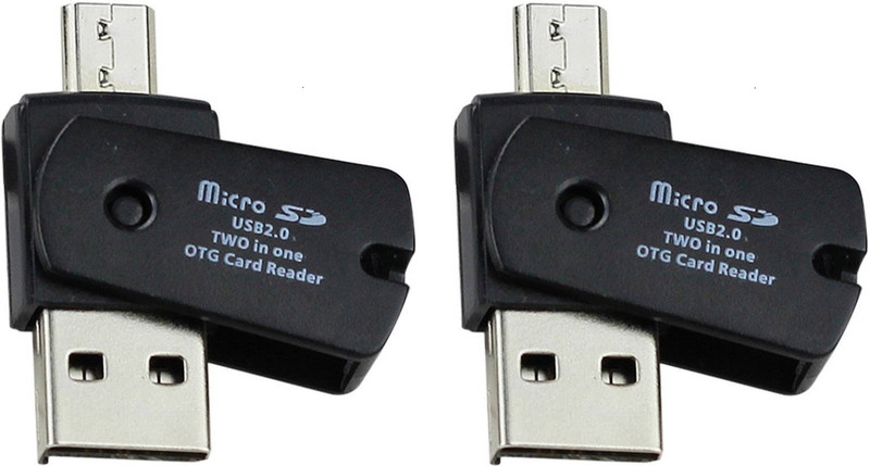 Oxza Pack of 2 USB 2.0 TWO IN ONE Micro SD OTG ADAPTOR Card Reader(Black)
