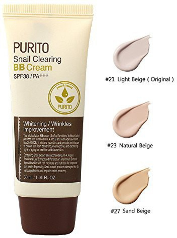 Purito Snail Clearing Bb Cream Spf38 Pa++ 30Ml 23 Natural Beige Foundation(Brown, 30 ml)
