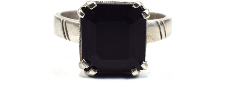 sprigems Black Hakik Silver Agate Ring