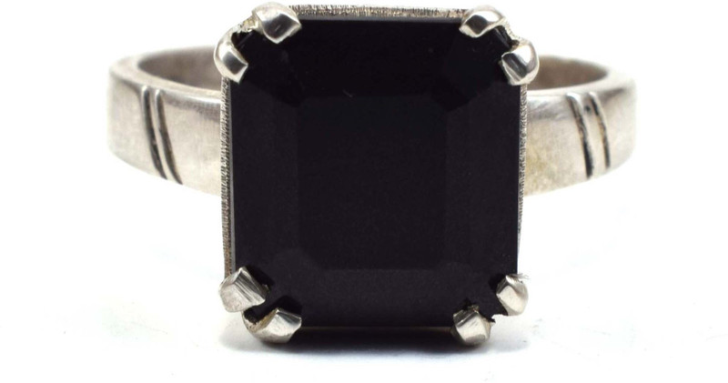 sprigems Black Hakik Silver Agate Ring
