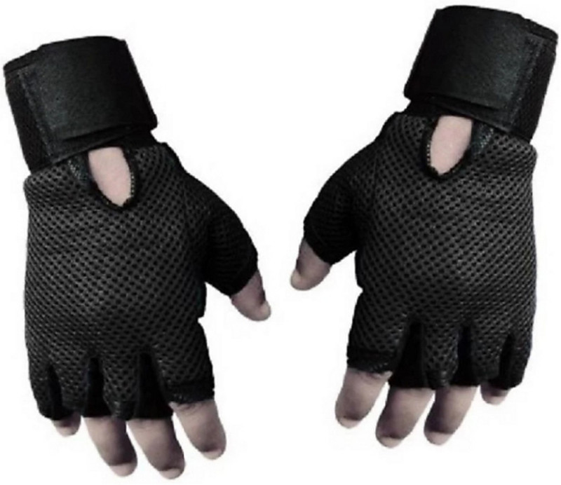 mra fashion Palm Support Weight Lifting Gloves Gym & Fitness Gloves(Black)