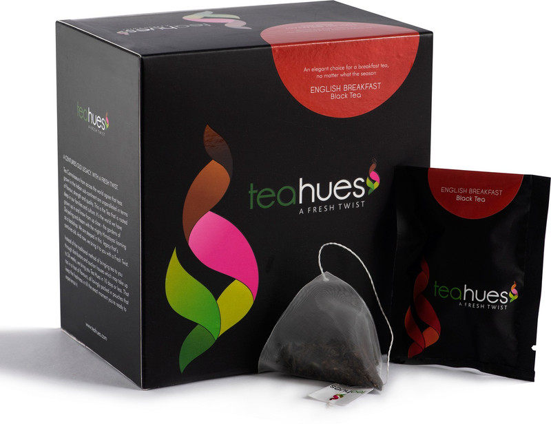 Teahues 100 % Natural Fresh English Breakfast Black Unflavoured Tea Bags Box(16 Bags)