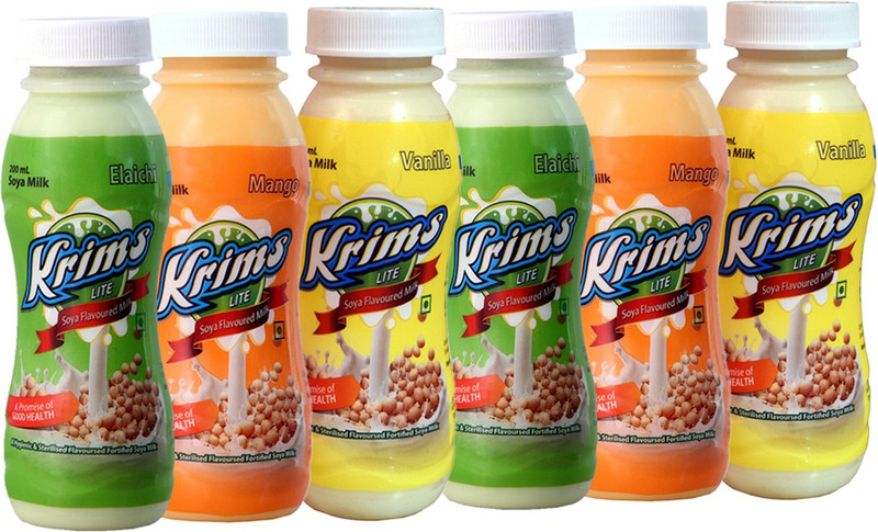 krims lite Flavoured Soya Milk- Pack of 6(Elaichi, Vanila, Mango, 6 x 200 g)