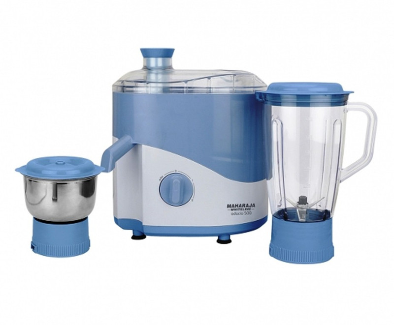 Maharaja Whiteline J 500 500 Juicer Mixer Grinder(White, Blue, 2 Jars)