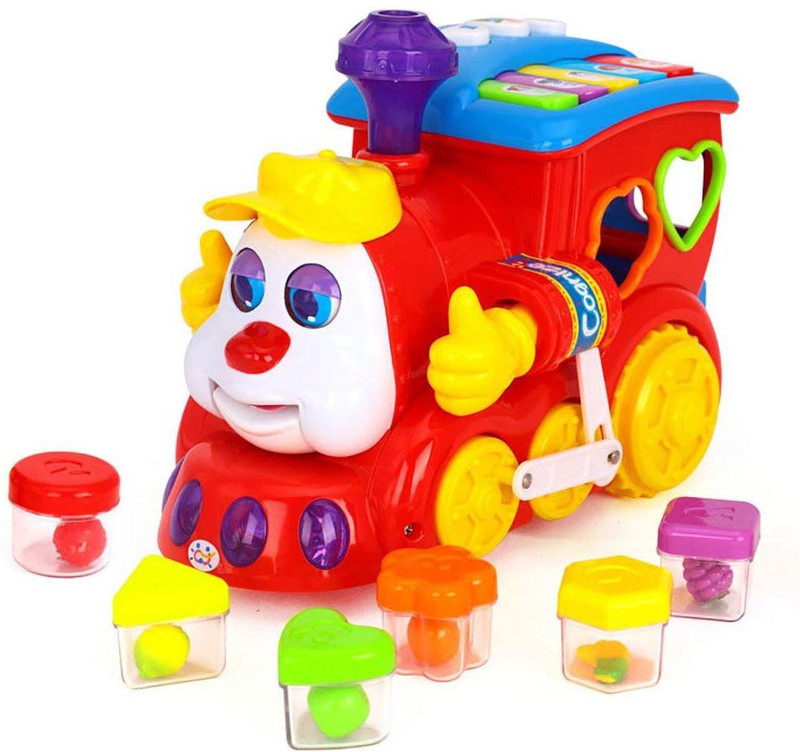 krivan Smart Cartoon Train, Shape and Color Recognition, Battery Operated with Music, Lights, ABC-123, Shapes blocks., baby toy(Multicolor)