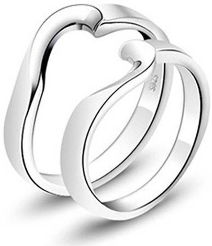 silver creations ADJUSTABLE Couple band ring 1 Alloy Cubic Zirconia Silver Plated Ring Set