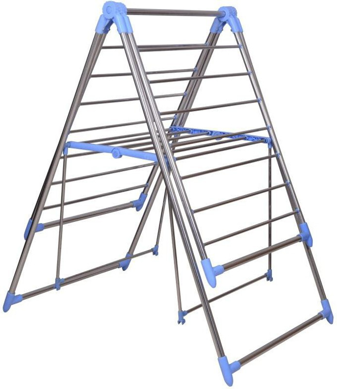 vimart MOVABLE CLOTH DRYER FOLDABLE FLOOR STAND Stainless Steel, Plastic Floor Cloth Dryer Stand(Blue)