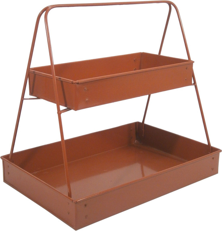 rrshandicrafts Royallifestylee IRON 2*TEAR STAND Iron Fruit & Vegetable Basket(Brown)