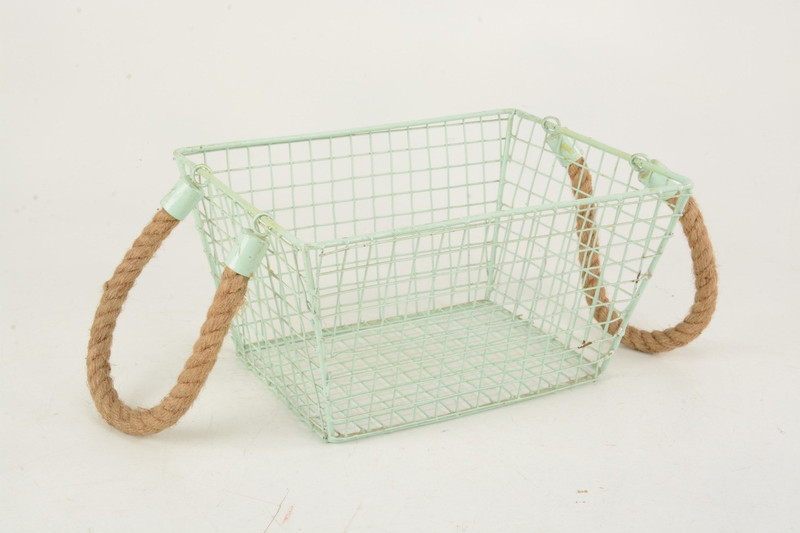 rrshandicrafts Royallifestylee IRON WIRE BASKET WITH ROOP HANDAL Iron Fruit & Vegetable Basket(Blue)