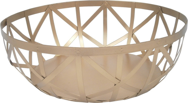 rrshandicrafts Royallifestylee ROUND IRON WASKET Iron Fruit & Vegetable Basket(Gold)