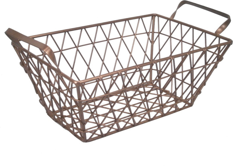 rrshandicrafts Royallifestylee IRON WIRE BASKET SMALL Iron Fruit & Vegetable Basket(Gold)