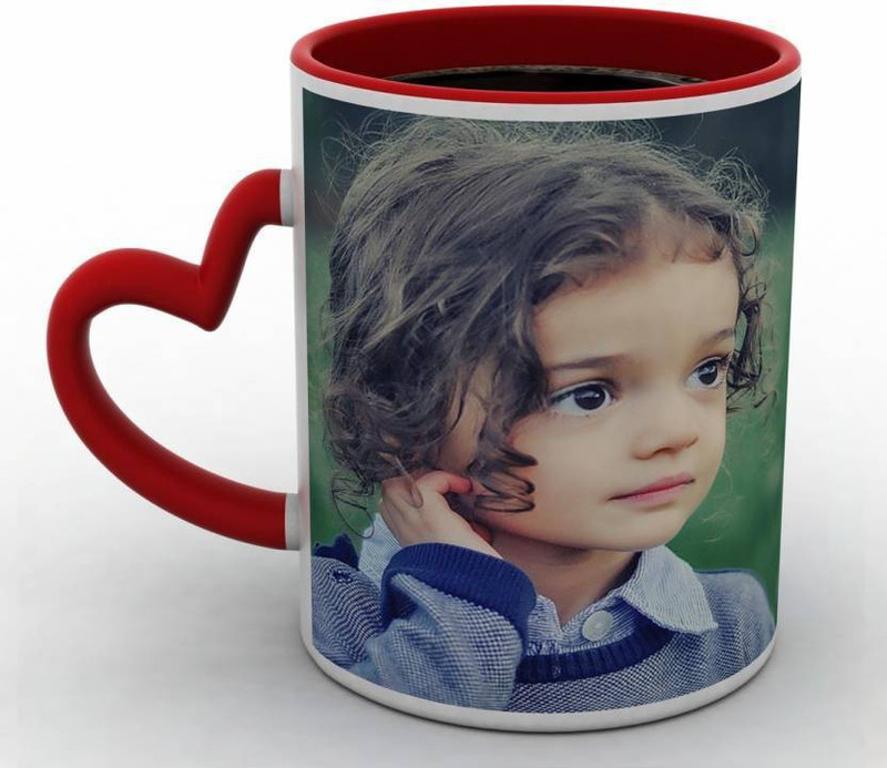karan digital work Beautiful Photo Red heart handle mug valentine Day,Birthday,anniversary, mothers's day, Father's day,Raakhi 28 Ceramic  (300 ml) Ceramic Mug(300 ml)