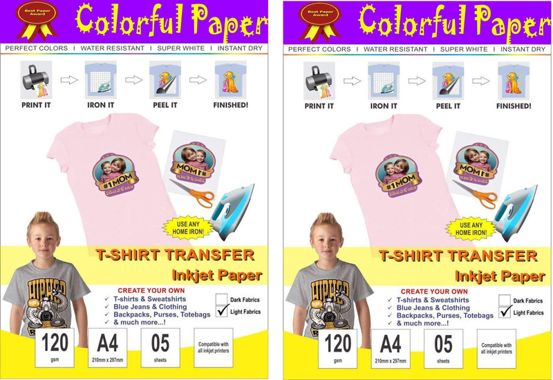 liquis T-Shirt Transfer Paper Transfer at Home Through Home Iron only it’s Very Easy to Use 10 Sheet for Light Color T-Shirt & Fabric Unruled A4 SIZE Photo Paper(Set of 2, PURE WHITE)