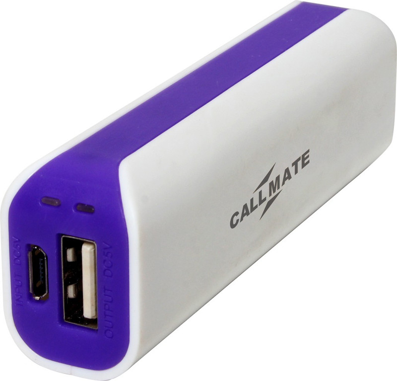 Callmate 2600 mAh Power Bank (W15-04, W 15  2600 mAH with 1 USB Port and LED Battery Indicator)(Purple, Lithium-ion)