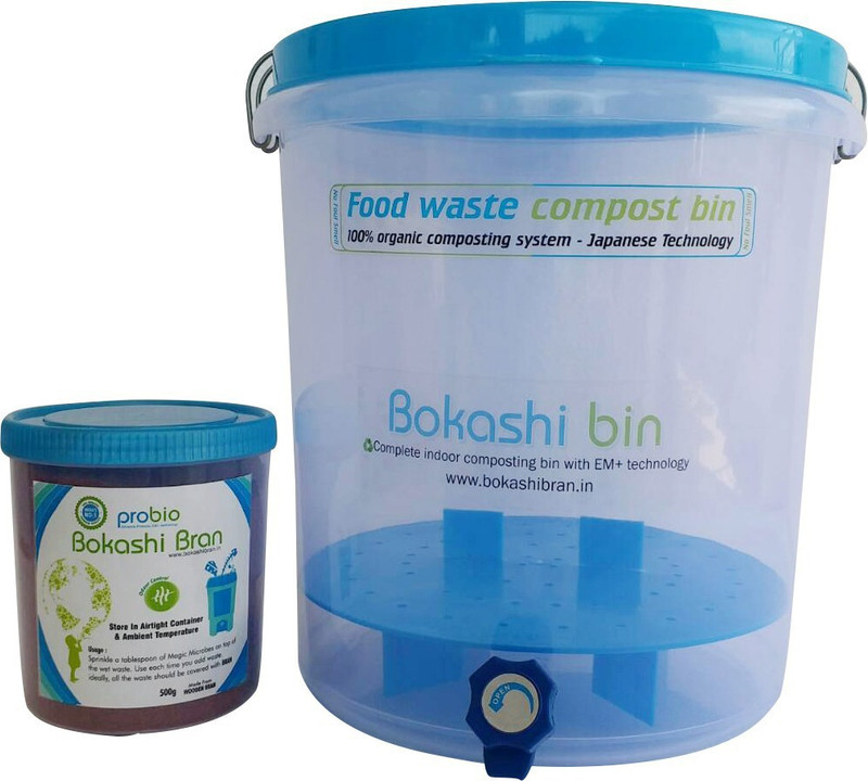 bokashibran Bokashi Compost Bin 15 Ltr Compost all type kitchen waste into manure BB001 Soil Manure(1 g Granules)