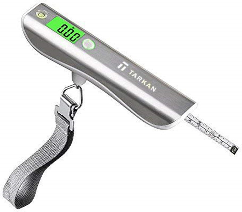 Tarkan Hand Digital Luggage Weighing Machine (Upto 50 kg) with Tape Measure Scale for Travel Baggage Weight (Silver) Weighing Scale(Silver)