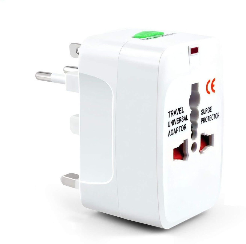 meemobilewala All In One Universal Travel Adapter Plug Protector Converter UK US EU AU Worldwide Adaptor (White) Worldwide Adaptor(White)