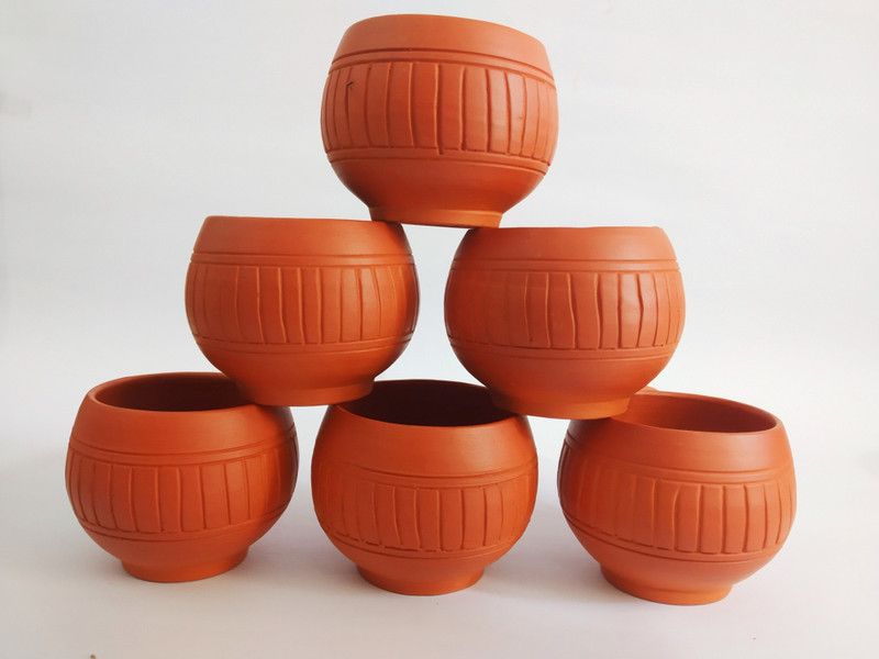 spk terracotta traditional tea and coffee cups Terracotta(Brown, Pack of 6)