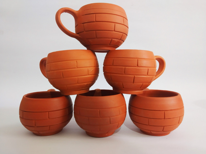spk Terracotta traditional tea and coffee cups Terracotta(Brown, Pack of 6)