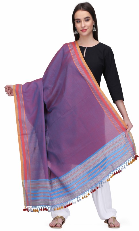 The Weave Traveller Cotton Blend Striped Women Dupatta