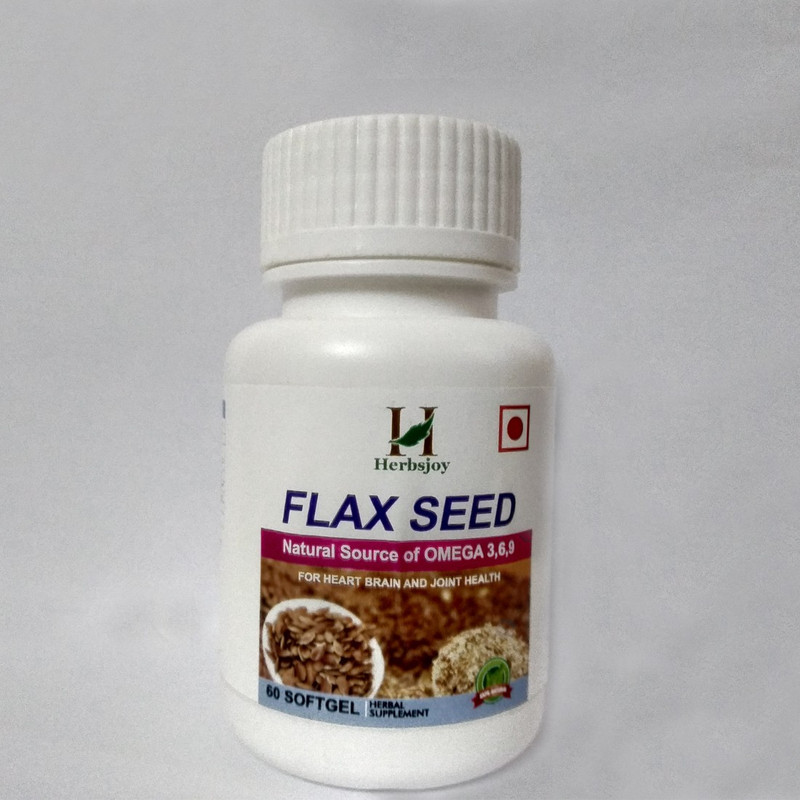 Herbsjoy Flaxseed Oil Capsules, Extra Virgin Cold Pressed Oil 500mg (60 NO)(60 No)