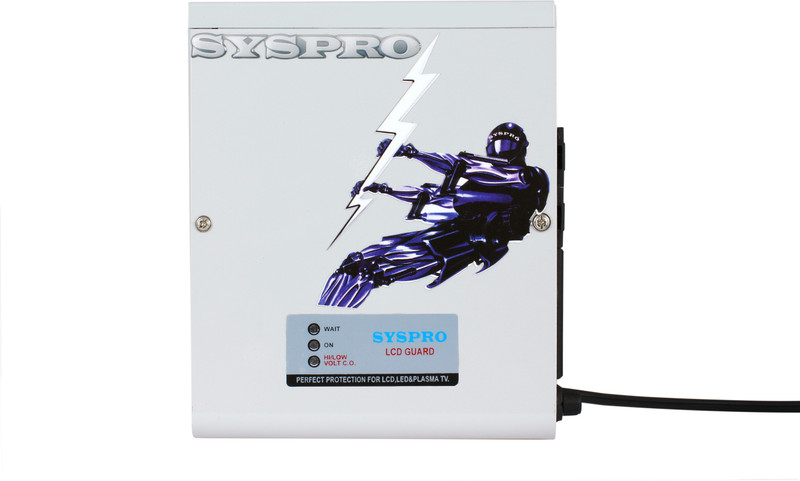 syspro White STABILIZER For led Upto 75 Inch ( 100 % Copper ) voltage stabilizer Input time delay,spike & surge suppressor, intelligent high - low voltage cutoff powered by syspro(White)