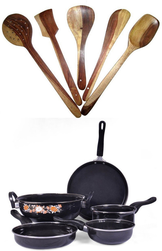 my store Wooden Skimmers and Induction Bottom Cookware Set(Aluminium, 10 - Piece)